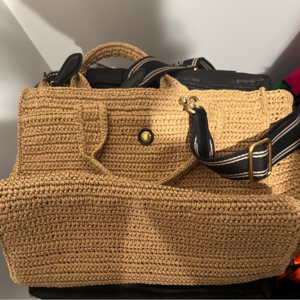 Coach Natural Woven Tote with Black Accents - Picture 6 of 7